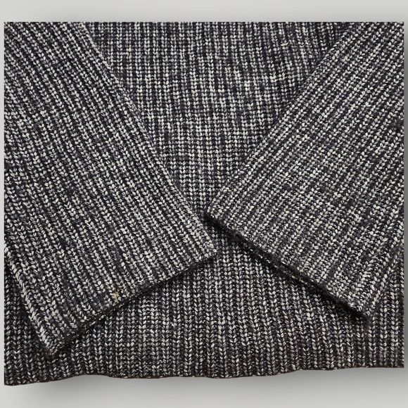 Ann Taylor Women's S Navy Blue White Marled Ribbed- Knit Mock Neck Sweater - Picture 4 of 9